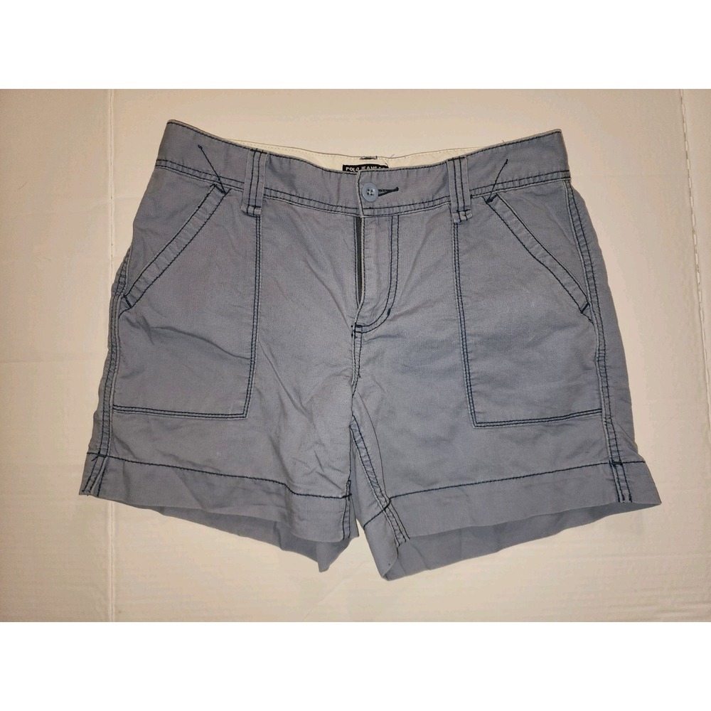 Polo Ralph Lauren Womens Shorts Size 4 Blue Chino Flat Front Classic